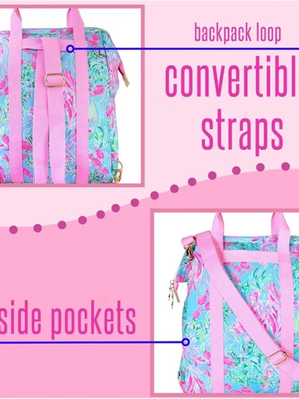 NWT LILY Pulitzer Insulted Backpack Cooler bag Large Capacity, best fishes